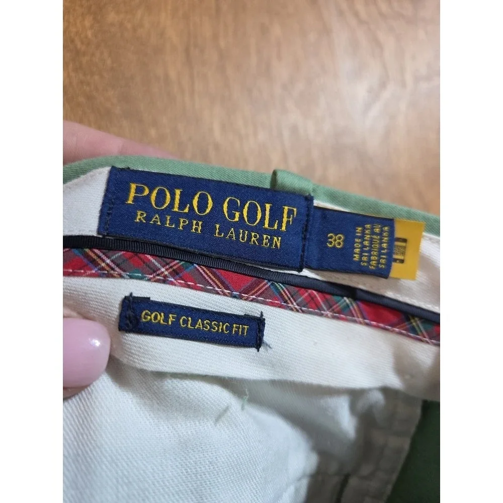Polo Ralph Lauren Golf Shorts Mens 38 Green Classic Fit Chino Cotton Shield Logo